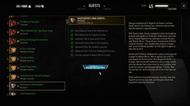 The quest journal in Witcher 3, source of stress